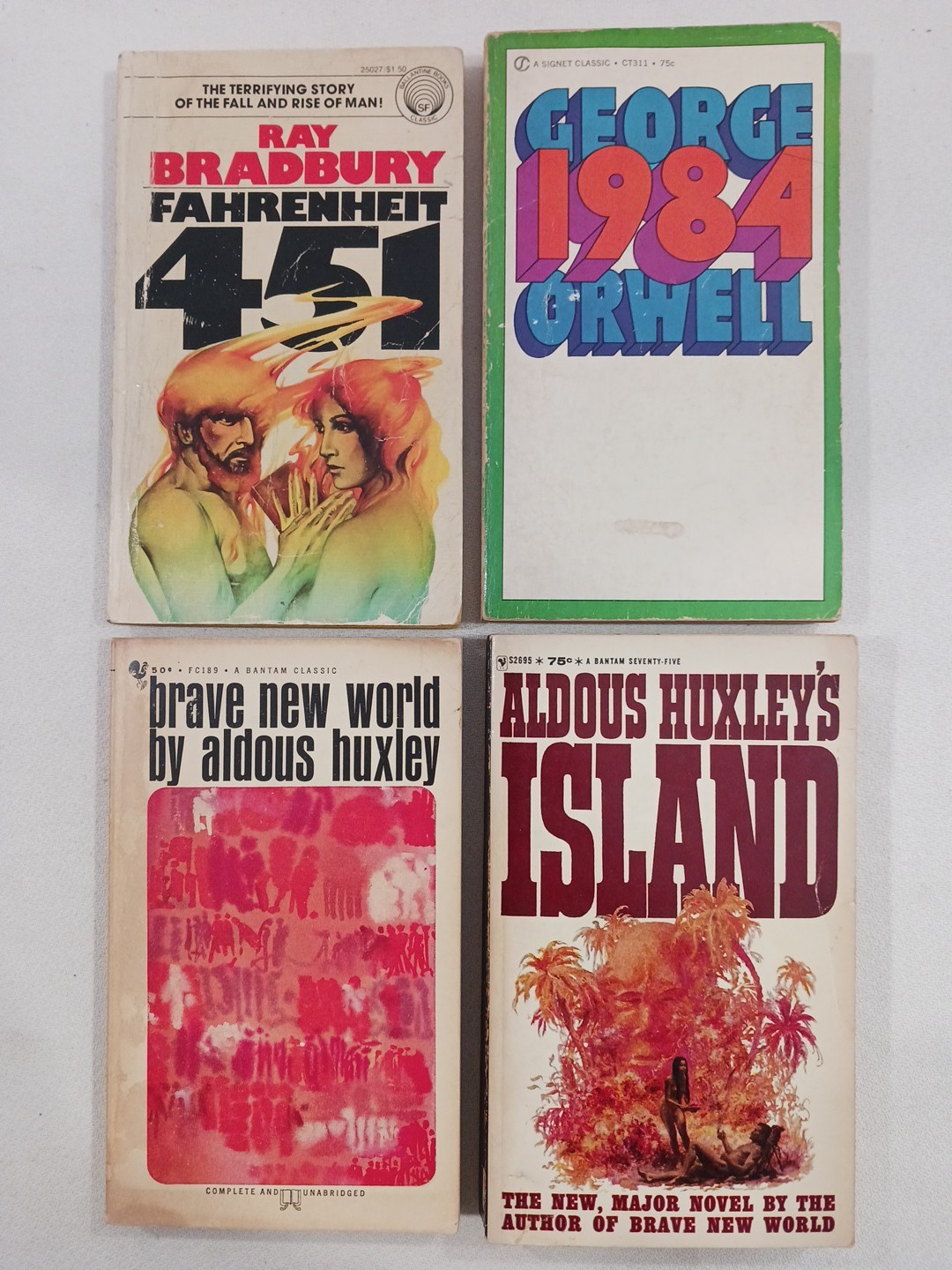 Vintage Dystopian SF Classics Lot 1984 Brave New World Island Fahrenheit 451 E