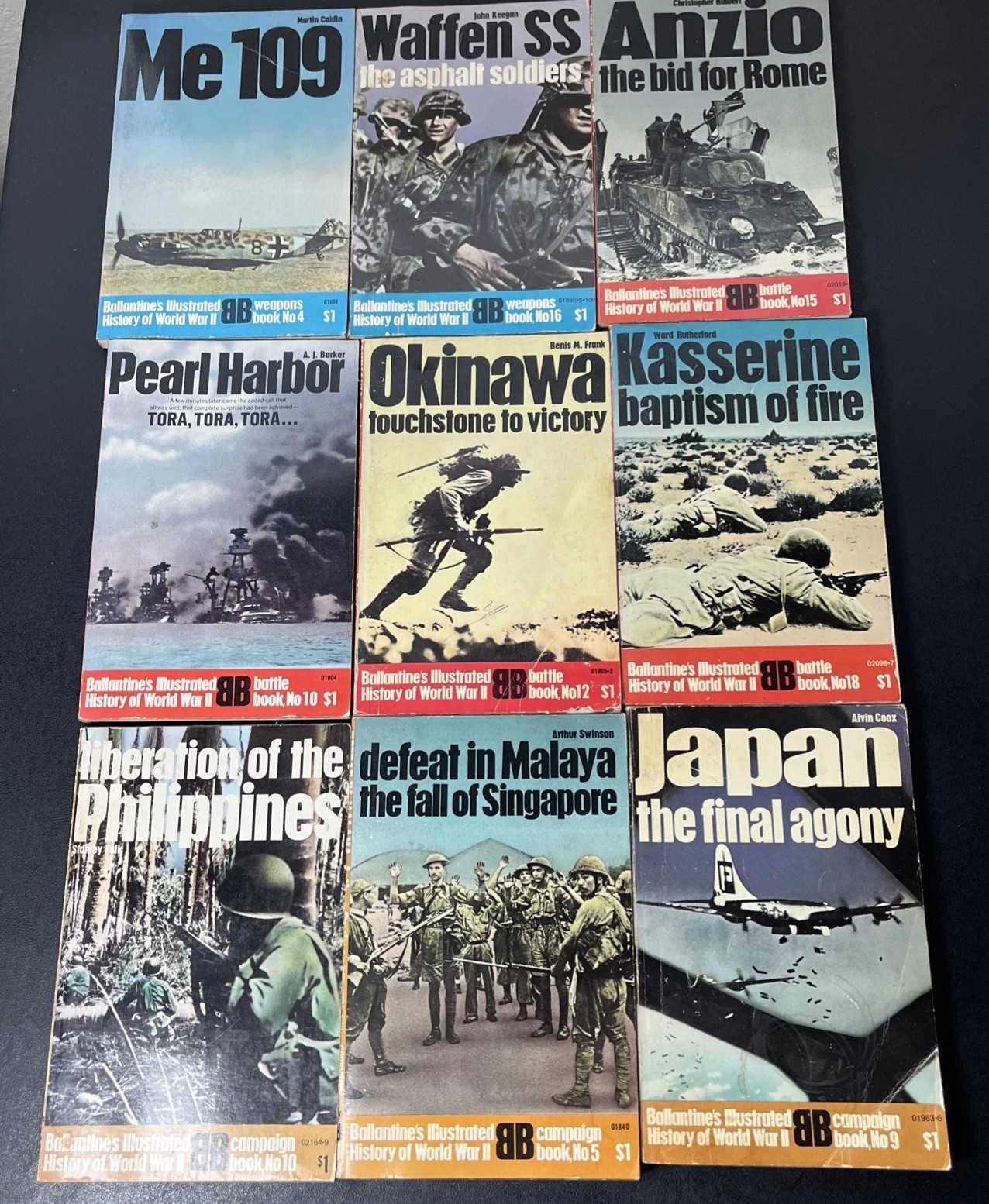 LOT OF 9 Ballantine’s Illustrated History of World War II Paperback Vintage Book