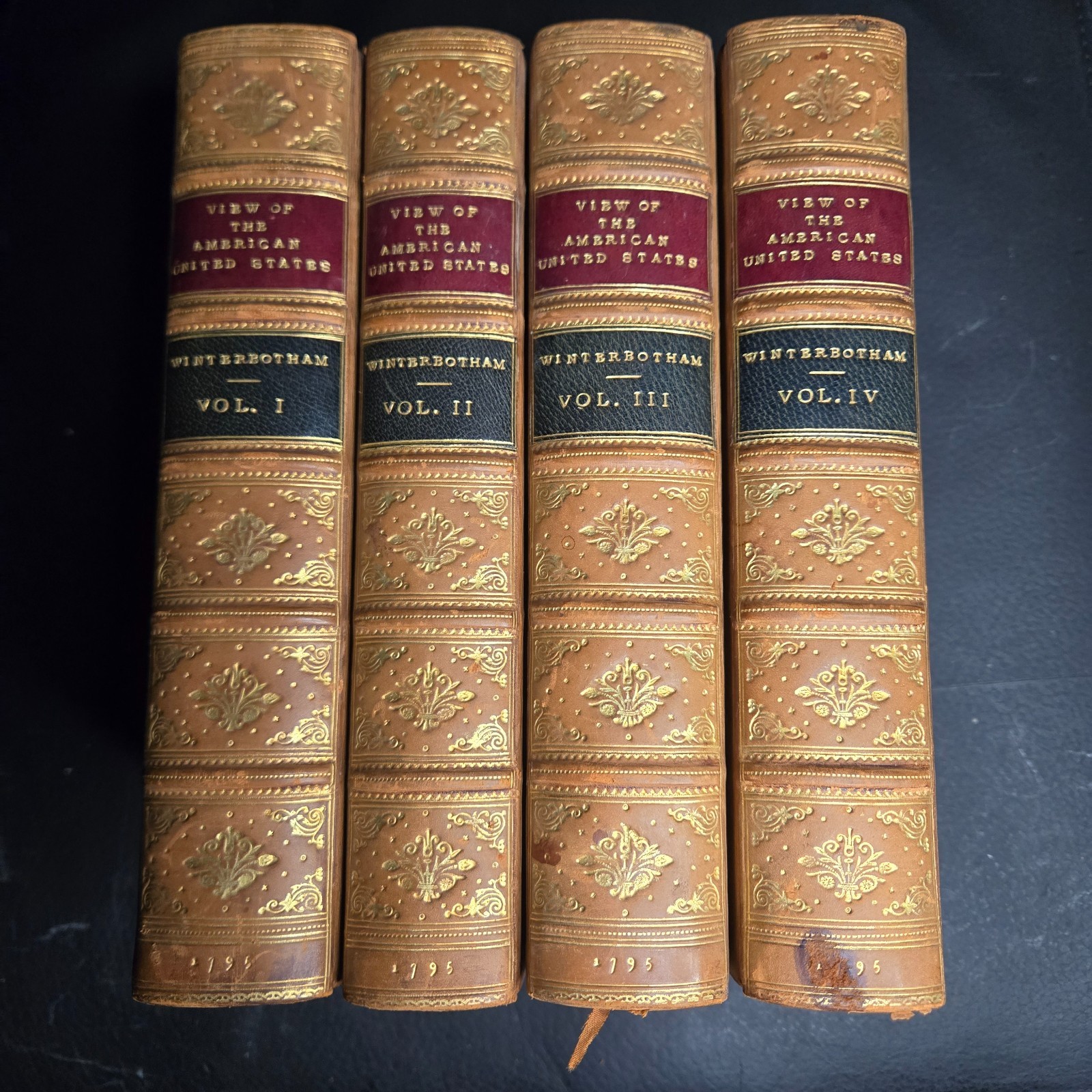 Winterbotham American 1795 View of the American United States 4 Volume Set Maps