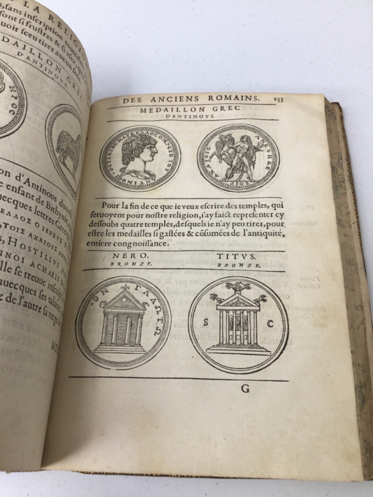 1567 Discours De La Religion Des Anciens Romains, RARE Illustrated Leather Latin