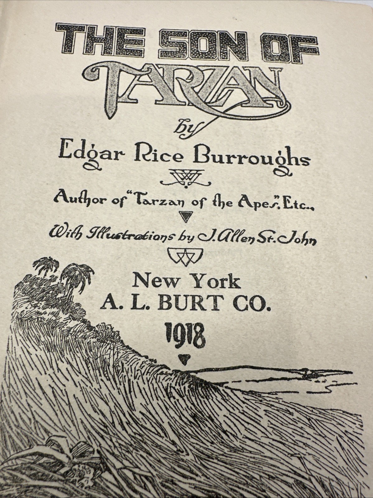 The Son of Tarzan by Edgar Rice Burroughs 1918 A L Burt Company Hardcover