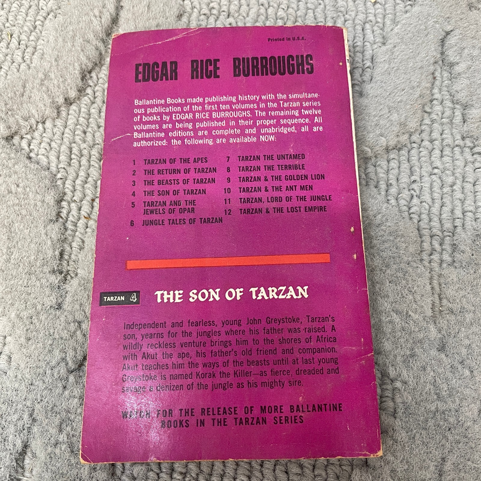 The Son Of Tarzan Adventure Paperback Book by Edgar Rice Burroughs 1963