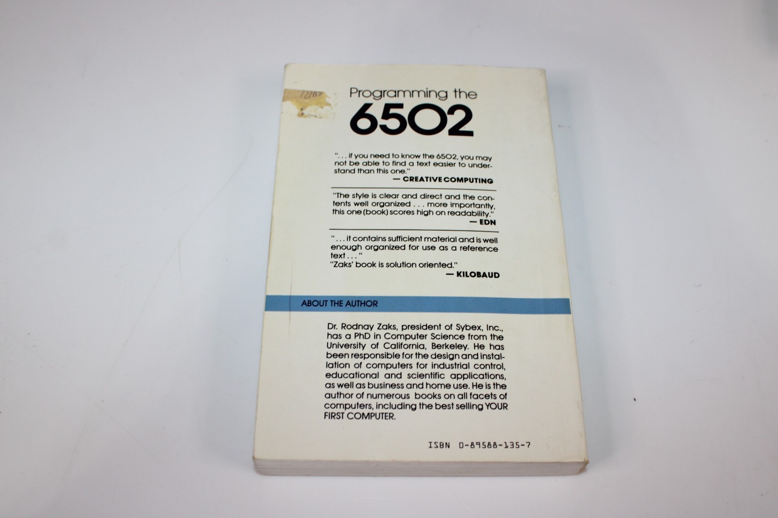 PROGRAMMING THE 6502 By Rodnay Zaks Fourth Edition Sybex 1983