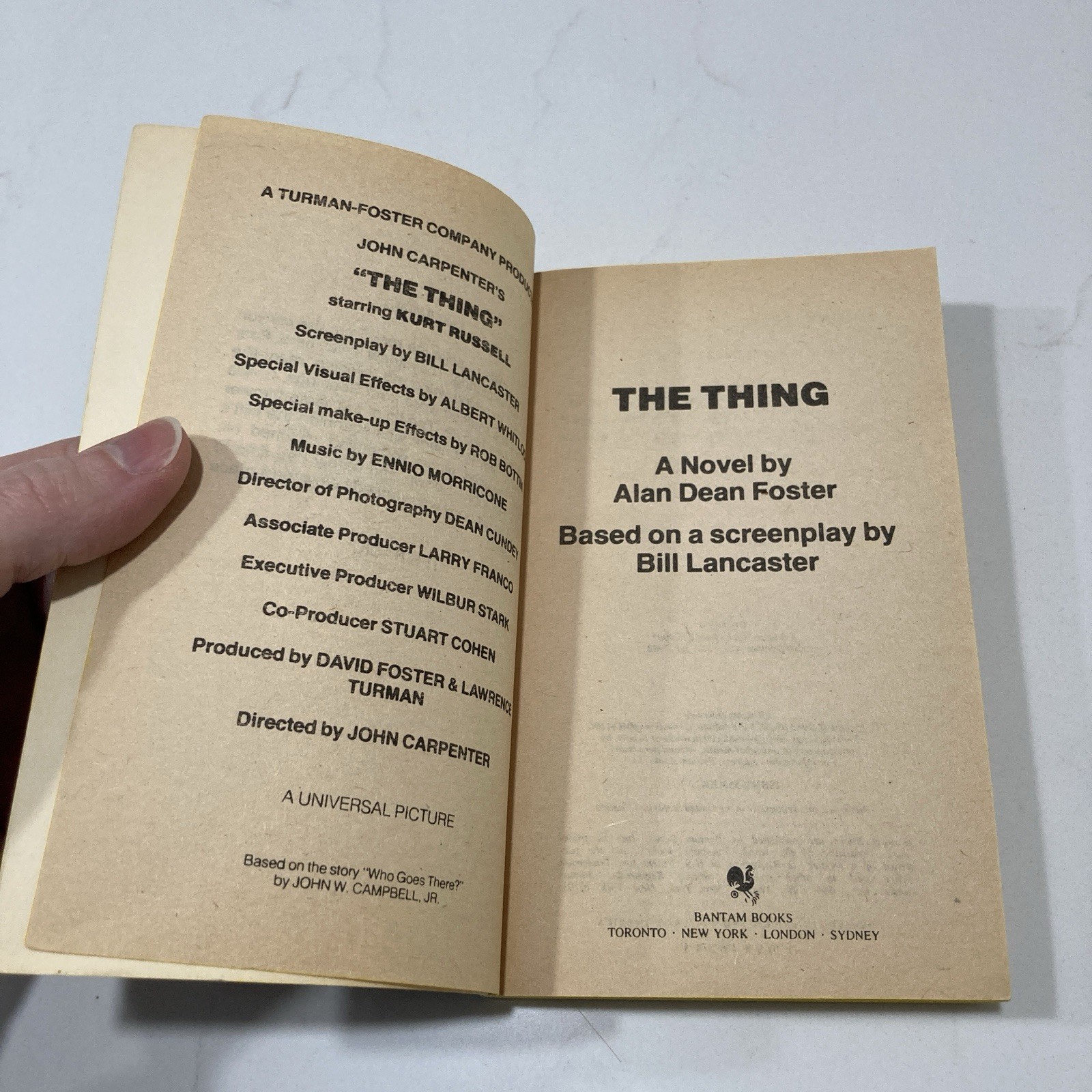 The Thing by Alan Dean Foster 1982 Bantam Paperback Movie Tie-In