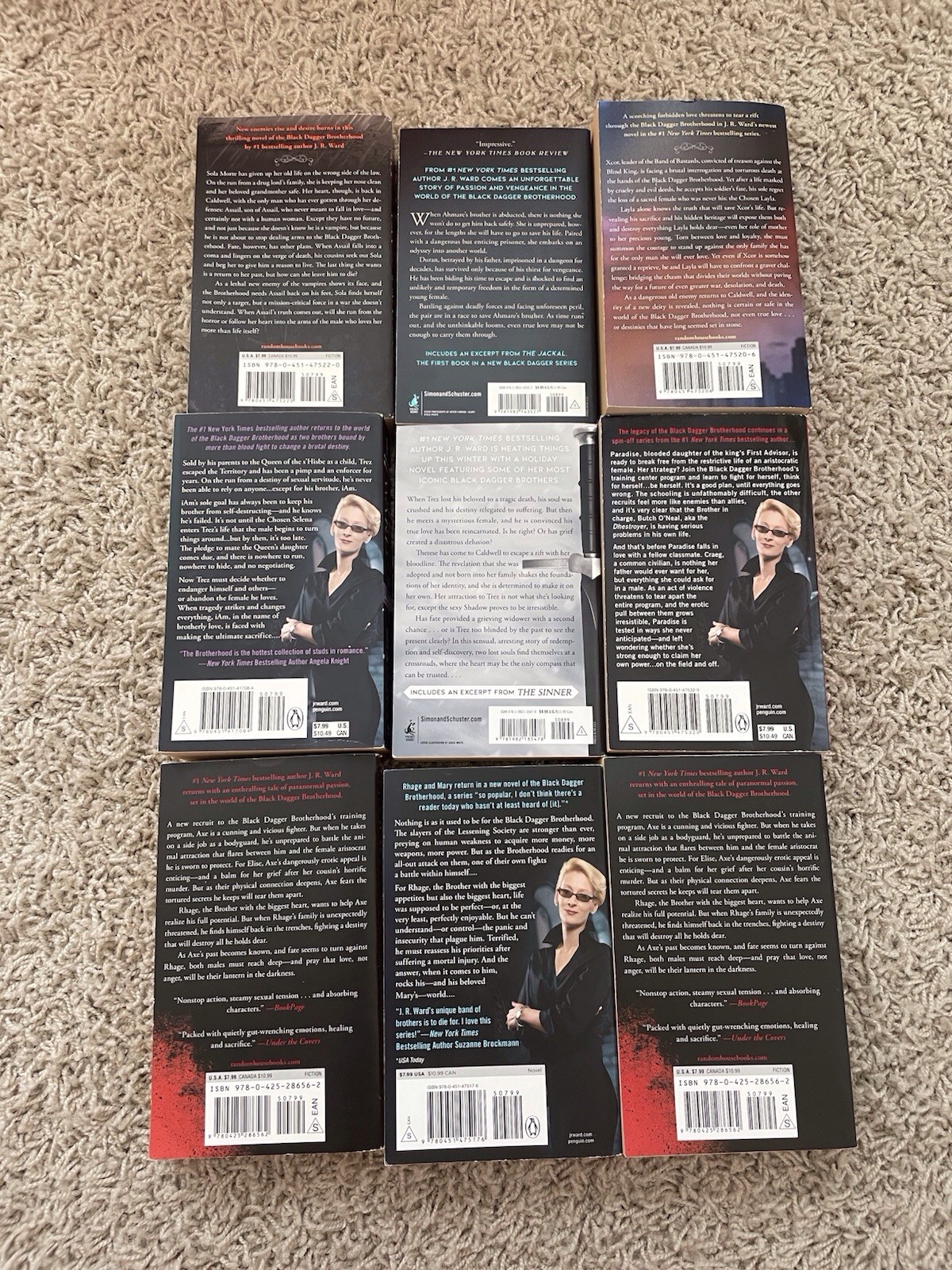 J. R. Ward Paperback Book Lot Of 9
