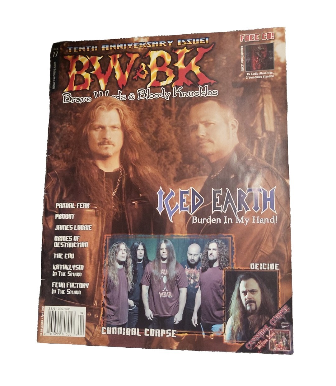 Brave Words Bloody Knuckles BW BK April 2004 ICED EARTH CANNIBAL CORPSE DEICIDE