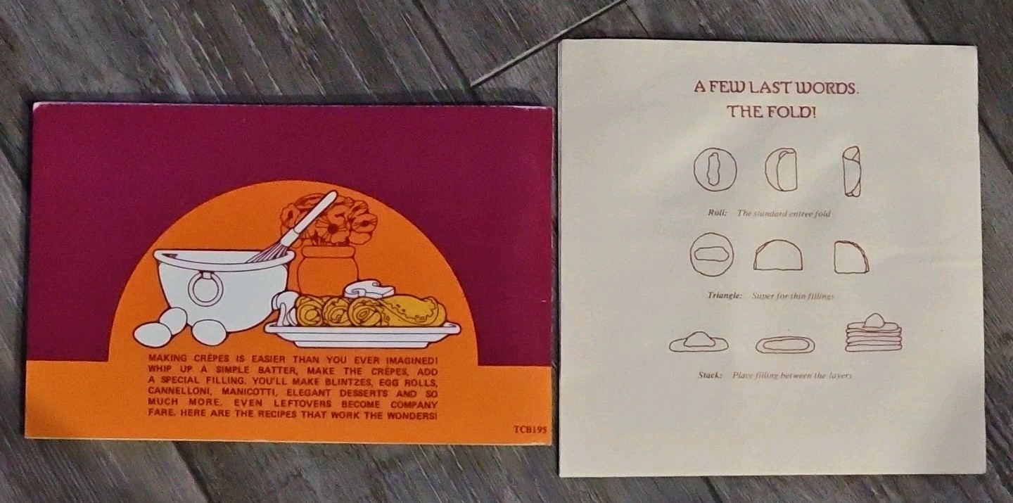 Lot of 2 Cookbooks on Crêpes -The Crepe Book(1975) and The Crepe Maker (1975)
