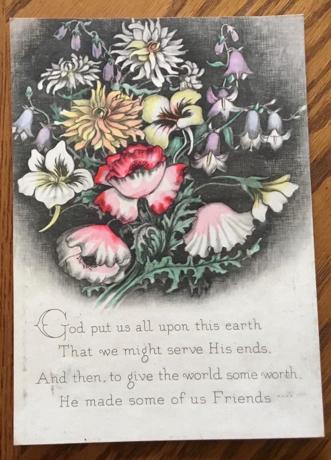 Rare VG 1920s Volland Salesman Friendship Flower 6.5 X 9 inches Greeting Card #2