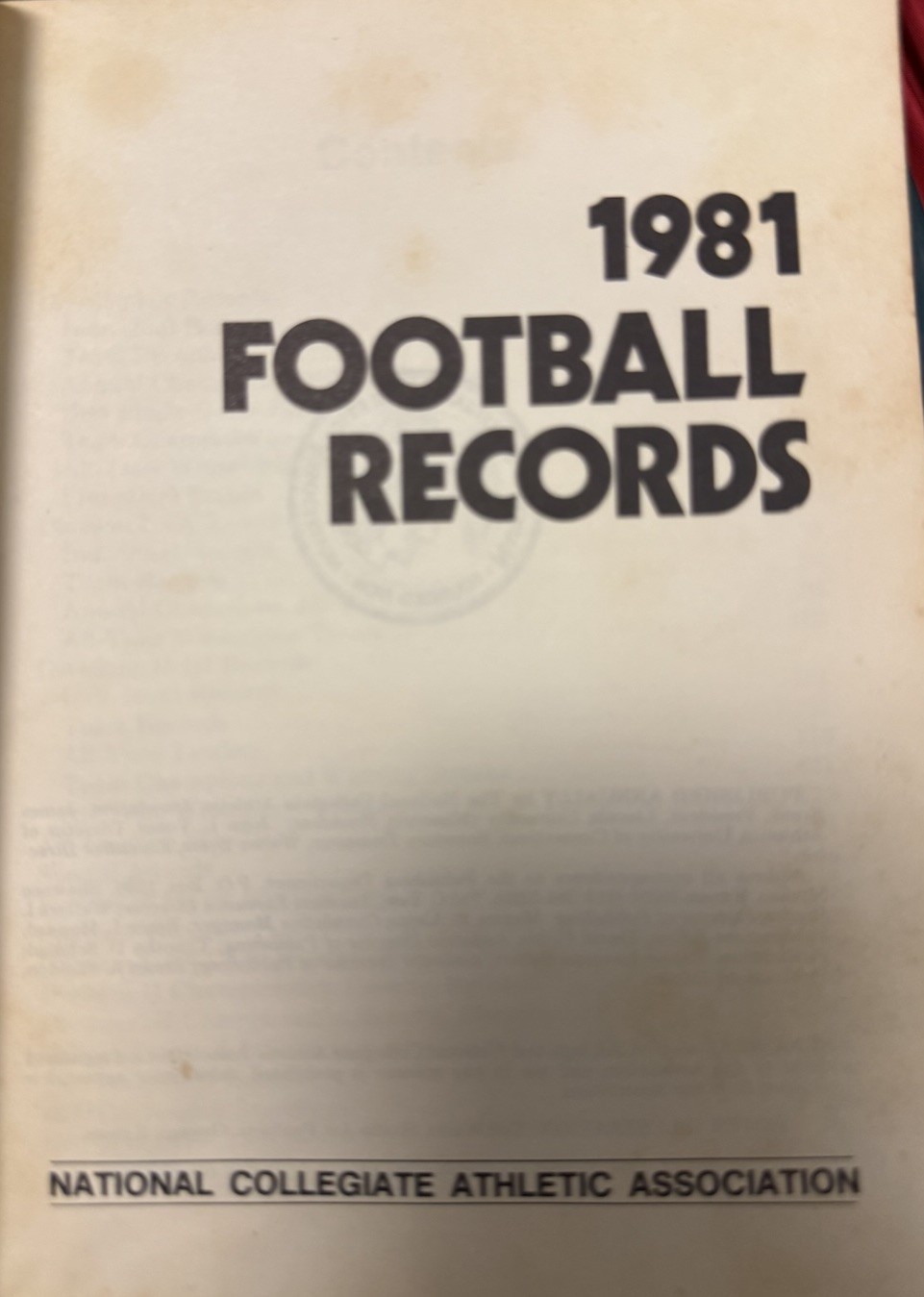 1981 NCAA Football Records Bk, a vtg collegiate publication; stats & highlights
