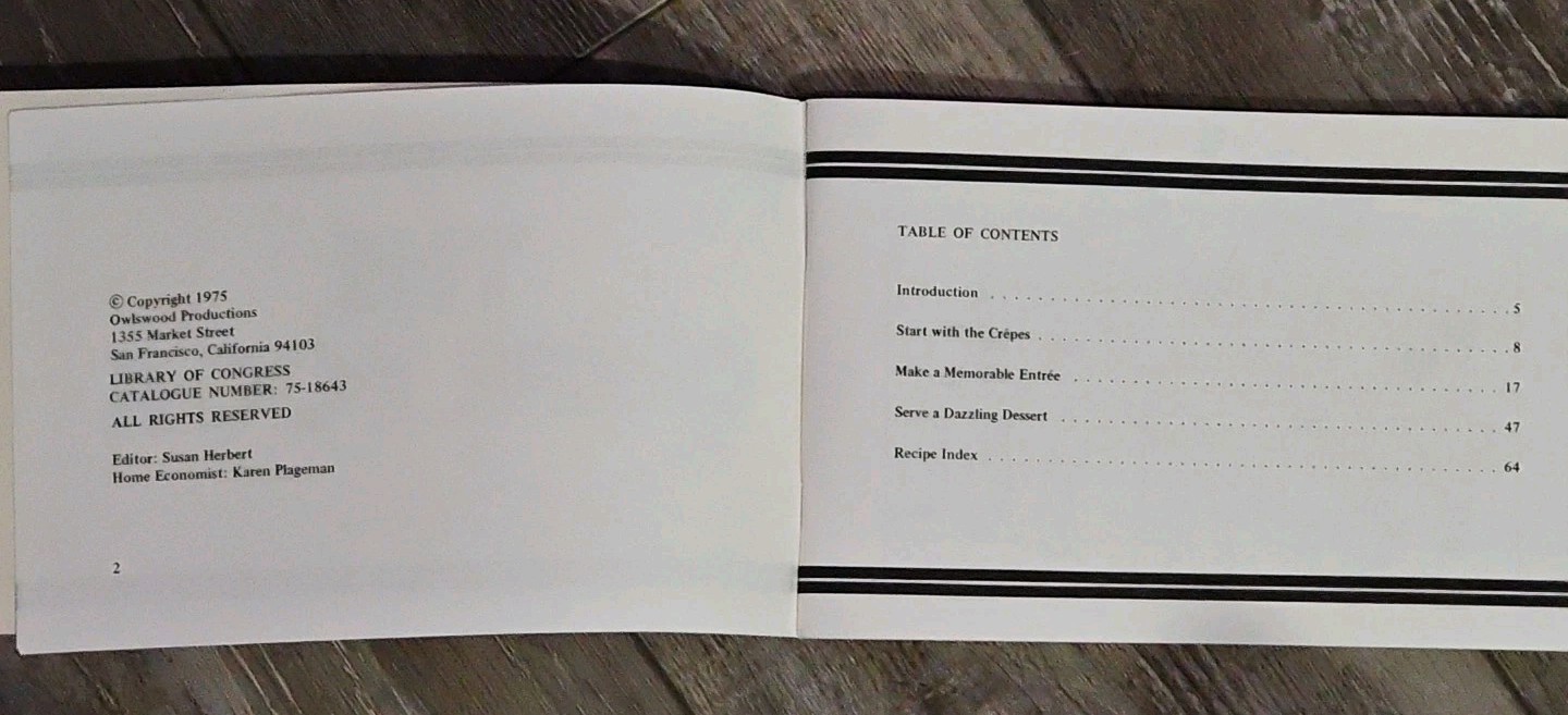 Lot of 2 Cookbooks on Crêpes -The Crepe Book(1975) and The Crepe Maker (1975)