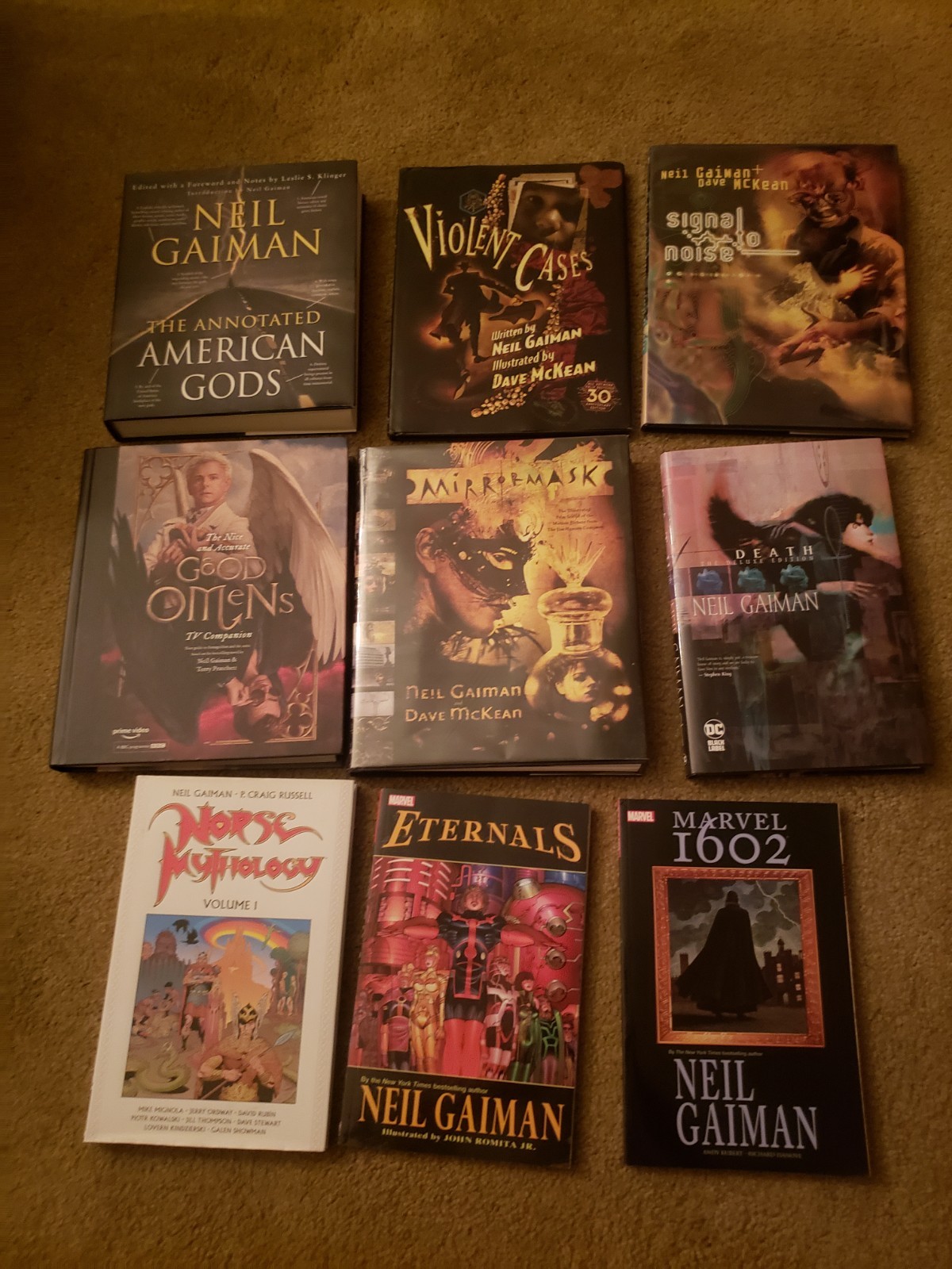 Neil Gaiman 9 Book Lot + tarot card set American Gods good omens + more