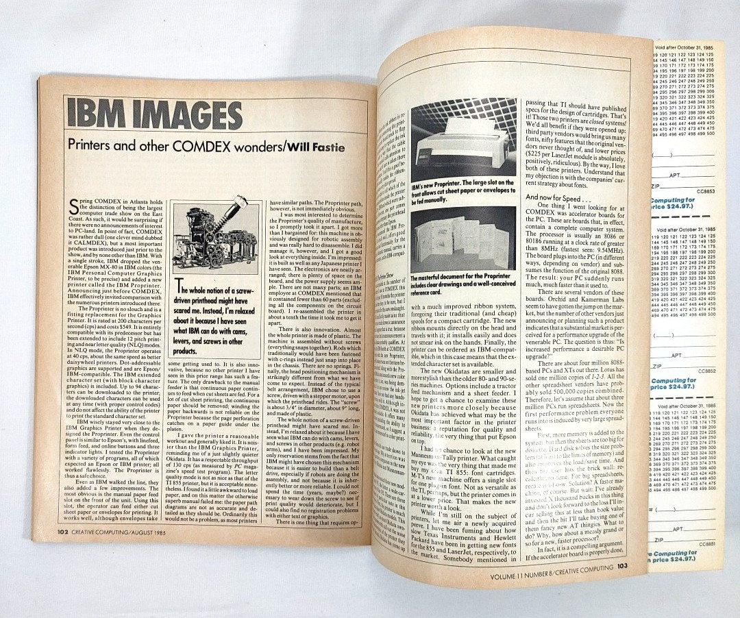 Creative Computing Magazine Computers & Electronics Vol 11 No 8 August 1985