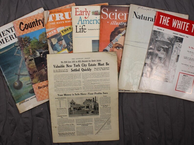 Eight Vintage Magazines 1912 to 1975 – Various Subjects
