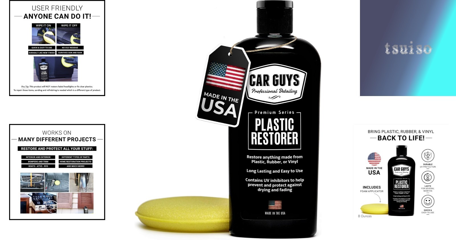 Ultimate Plastic Restorer | 8 Oz Auto Detailing Kit with Foam Applicator