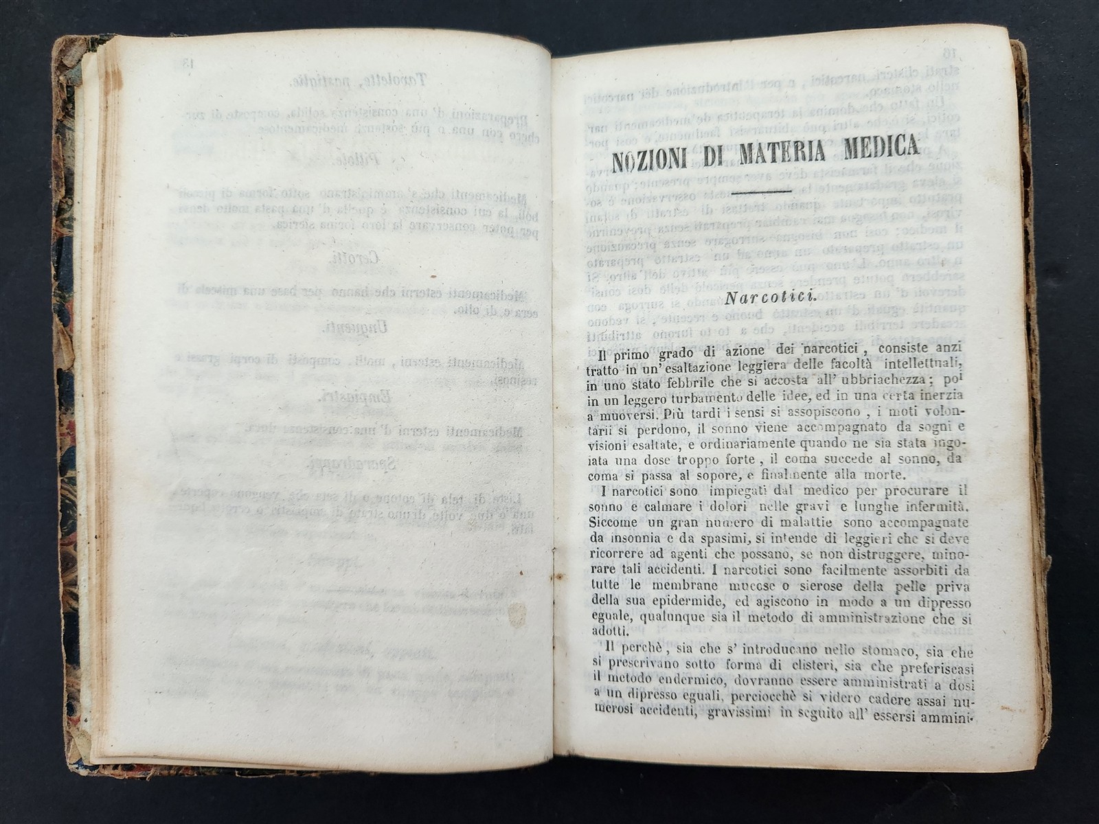 1853 antique MATERIA MEDICA & FORMOLARIO terapeutico italian medical BOOK