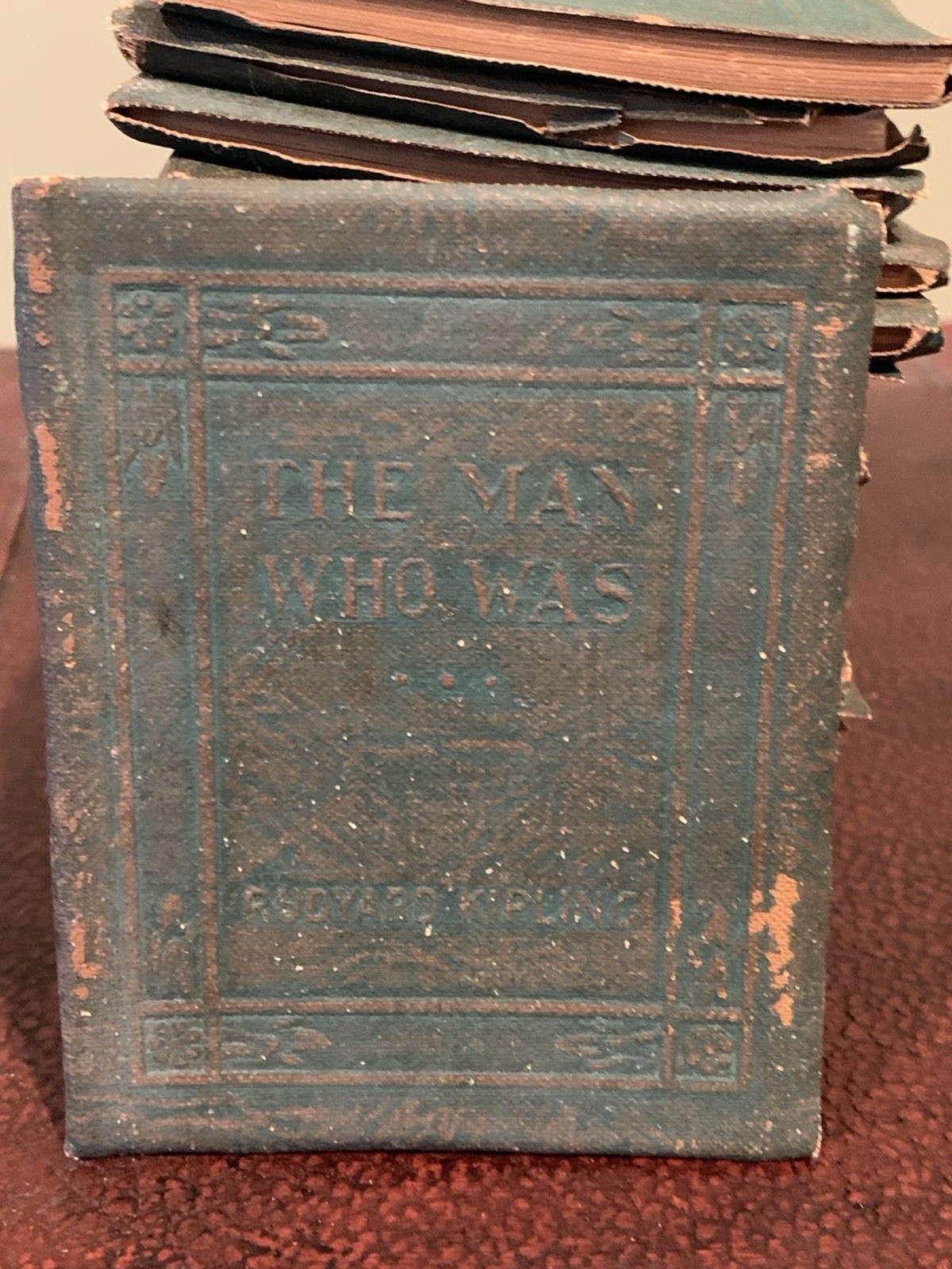 RARE Lot 18 Antique Green Little Leather Library Book 1920 Kipling Wilde Thoreau