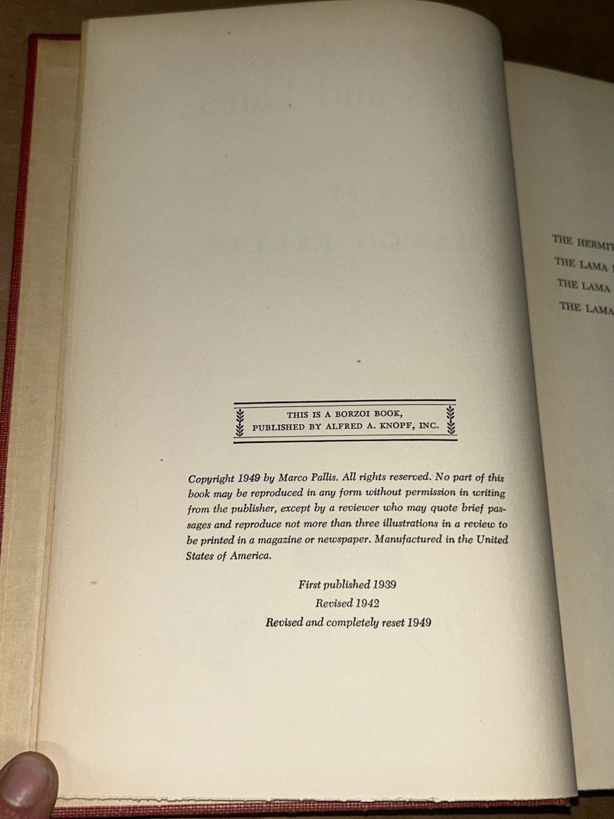 1949 Peaks and Lamas by Marco Pallis Hardcover 3rd Printing Alfred A. Knopf