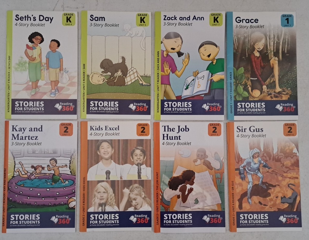 Kindergarten & Grade 1-2 Reading Practice-Lot Of 8 Stories For Students 360