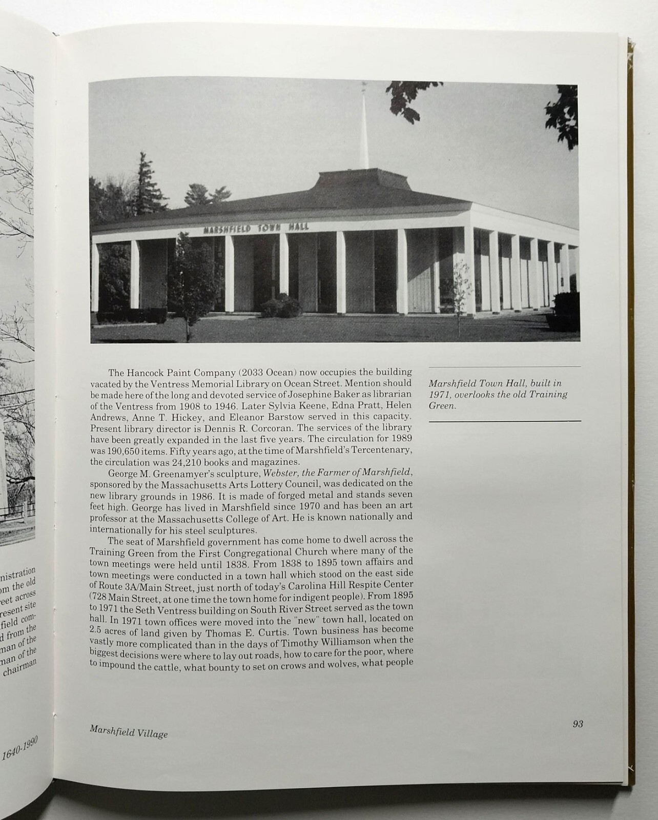Marshfield A Town Of Villages 1640-1990 by Krusell and Bates HCDJ 1990