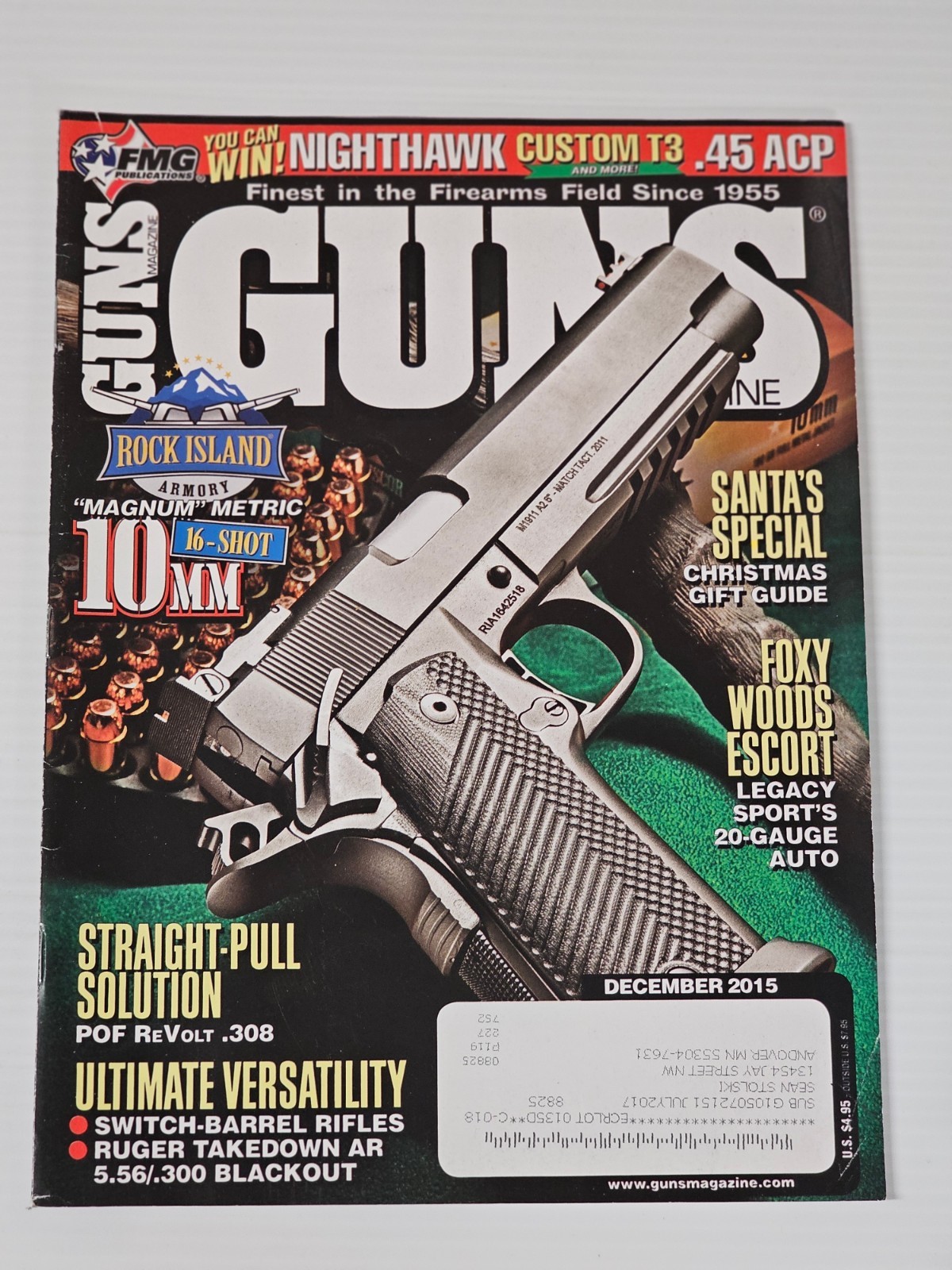 Guns Magazine December 2015 Rock Island Armory Magnum Metric 10mm #2031