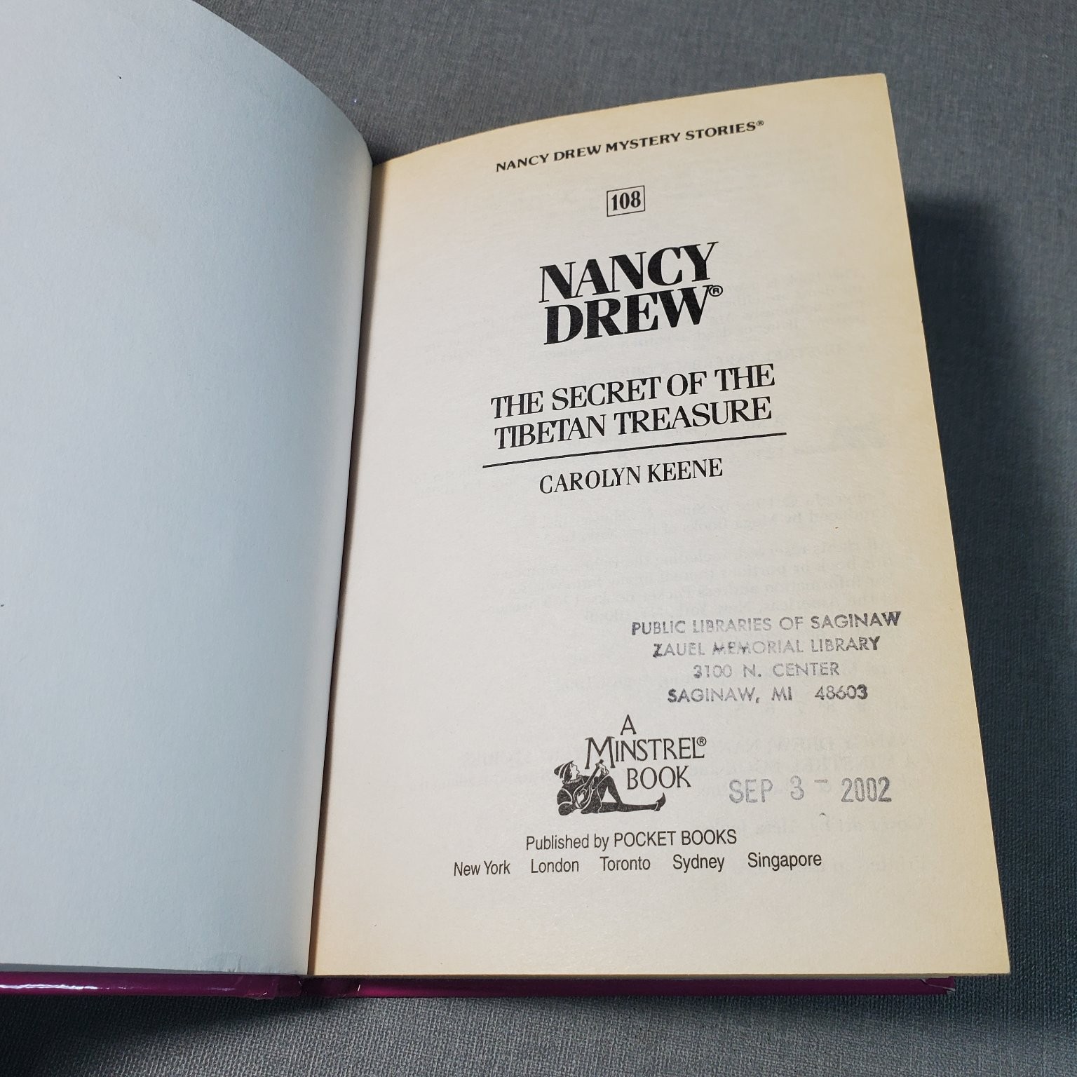 Nancy Drew #108 The Secret of the Tibetan Treasure Carolyn Keene 1992 Minstrel
