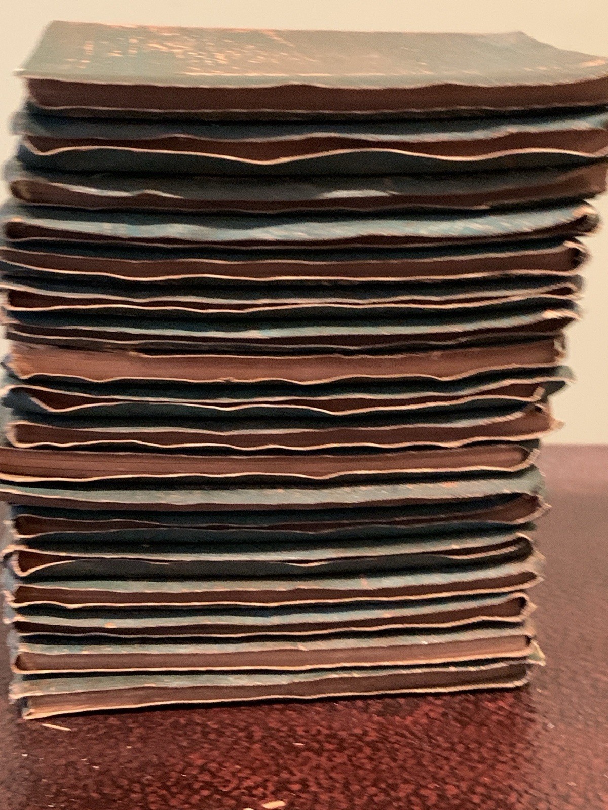 RARE Lot 18 Antique Green Little Leather Library Book 1920 Kipling Wilde Thoreau