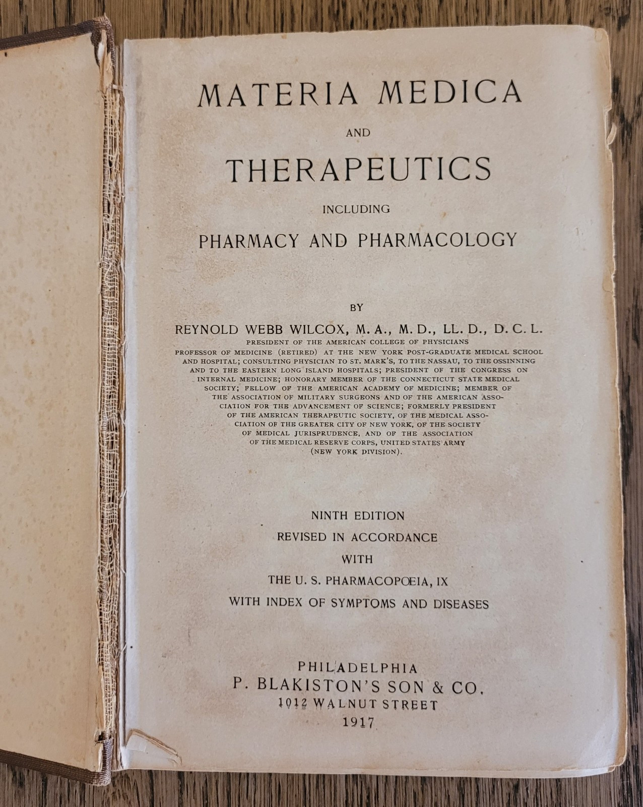 Materia Medica and Therapeutics by Wilcox, 1917