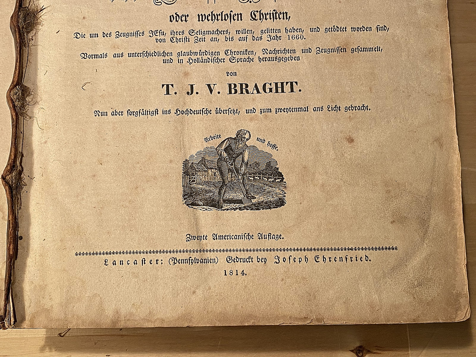 Martyrs Mirror RARE 1814 Joseph Ehrenfried Leather Mennonite Lancaster Amish HC