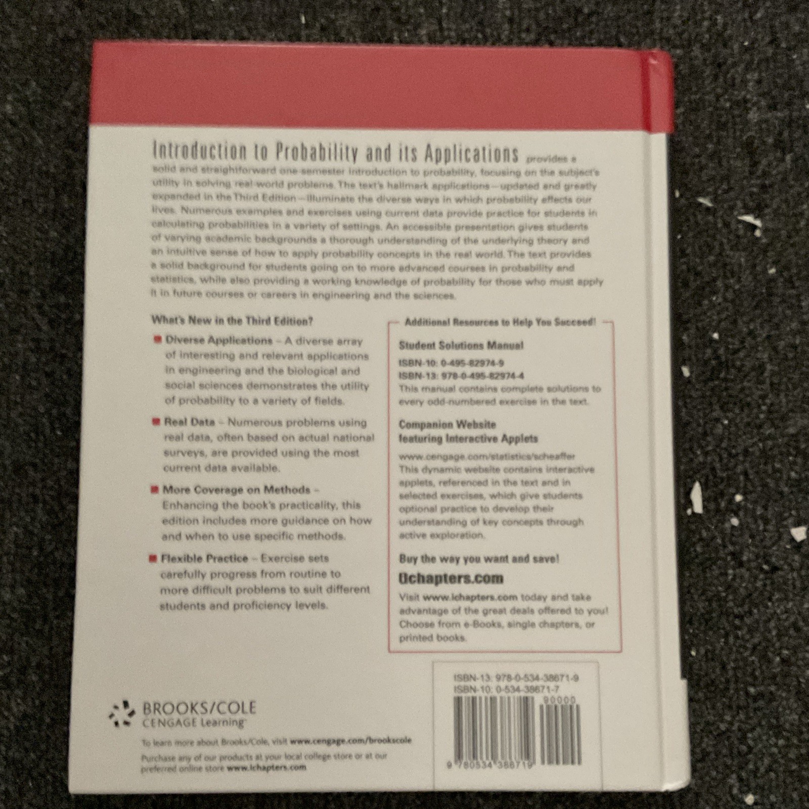 Brooks/Cole Introduction to Probability and Its Applications 3rd Ed Hardcover