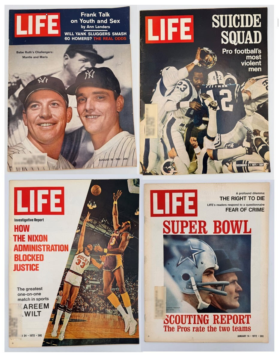 Lot 4 LIFE 1961-1972 – Mantle /Maris, Suicide Squad, Kareem/Wilt, Super Bowl