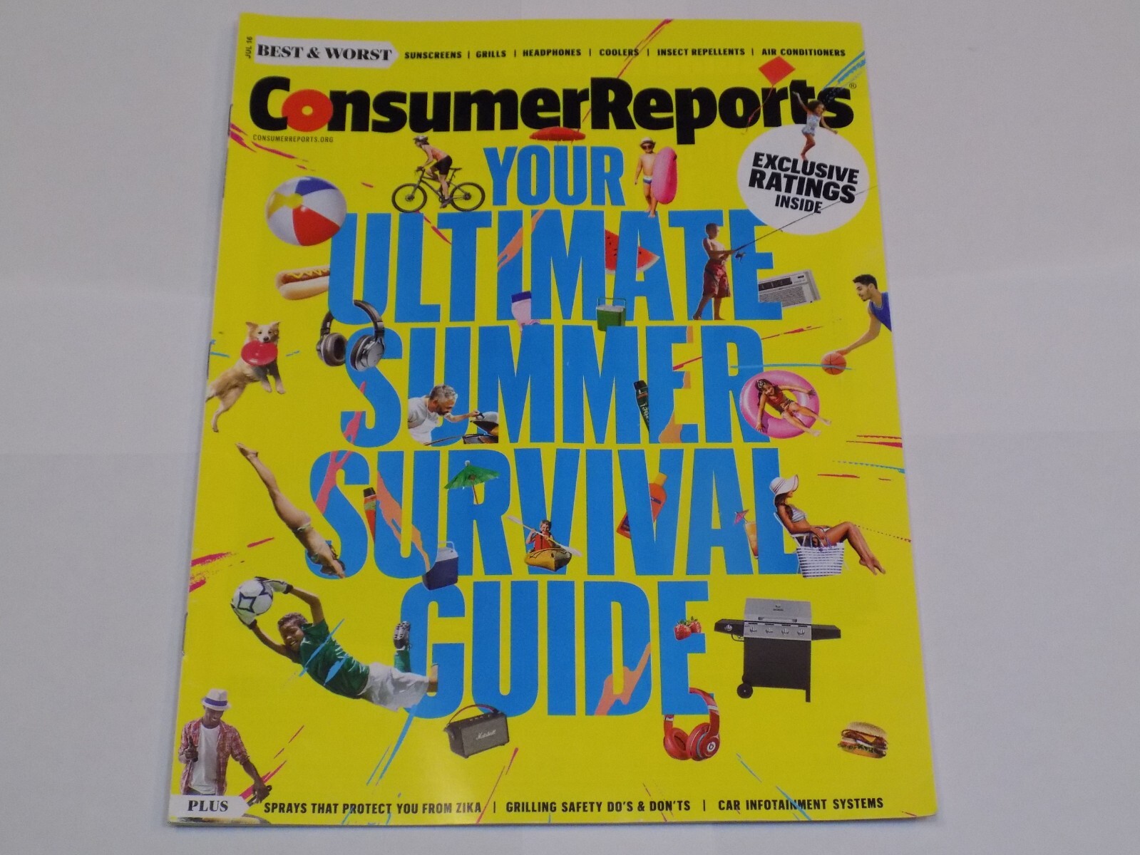 Consumer Reports Magazine July 2016 Ultimate Summer Survival Zika Sprays Grills