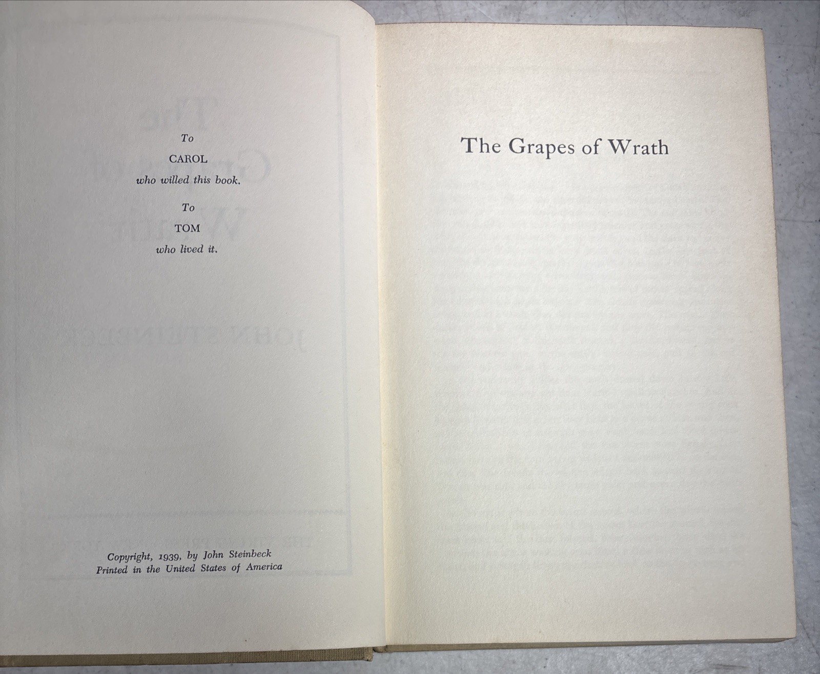 The Grapes of Wrath by John Steinbeck 1939 Viking Press 1st Book Club Edition