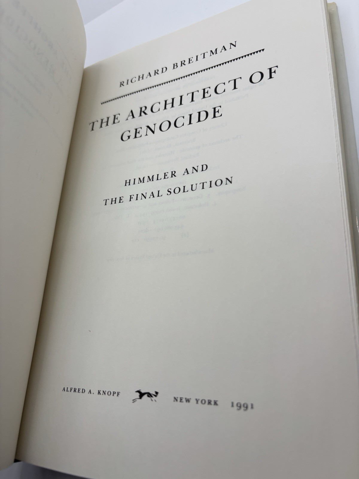 Architect of Genocide : Himmler and the Final Solution | 1991 Hardcover LikeNew