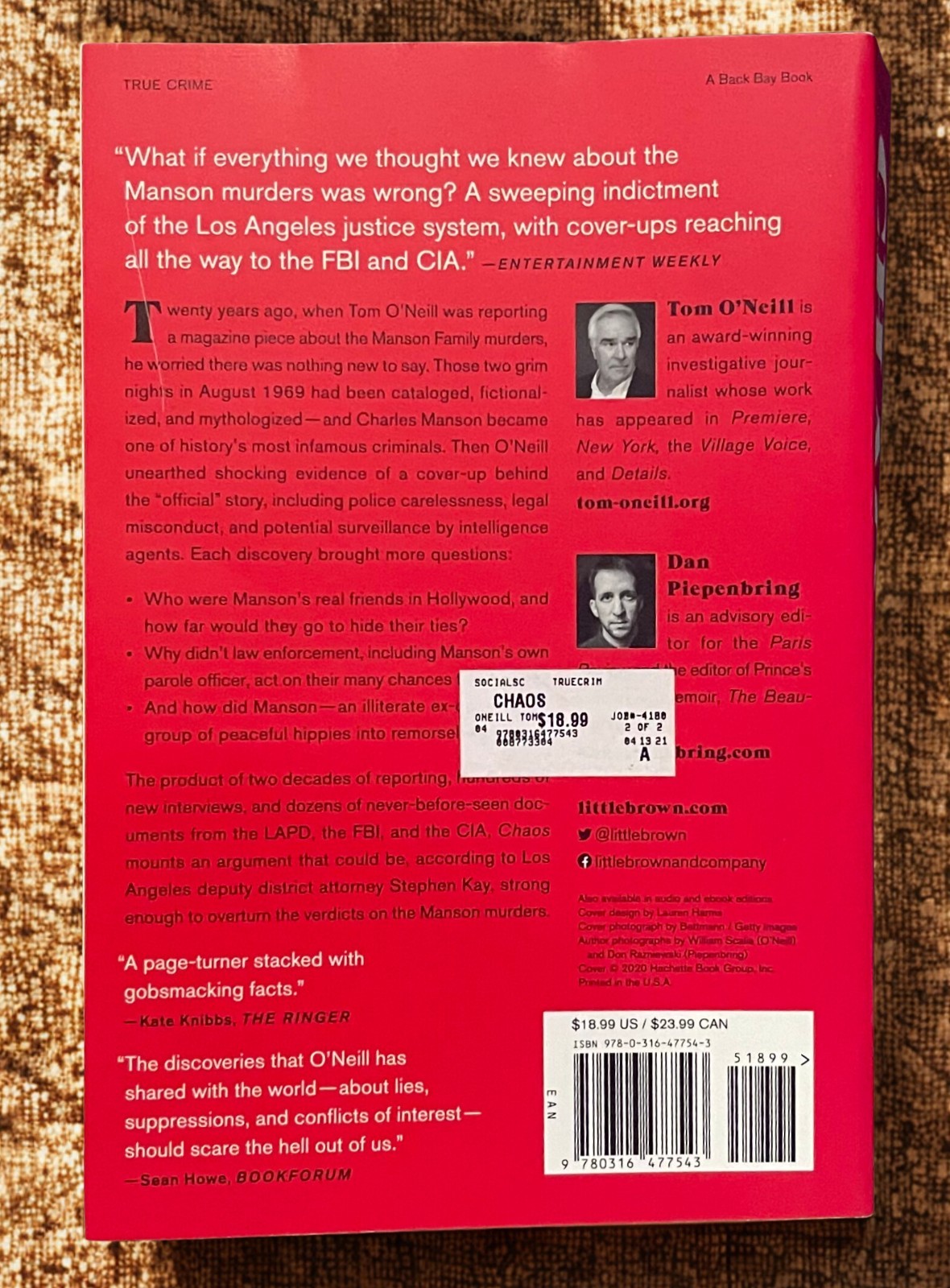 Chaos: Charles Manson, the Cia, and the Secret History of the Sixties Paperback.