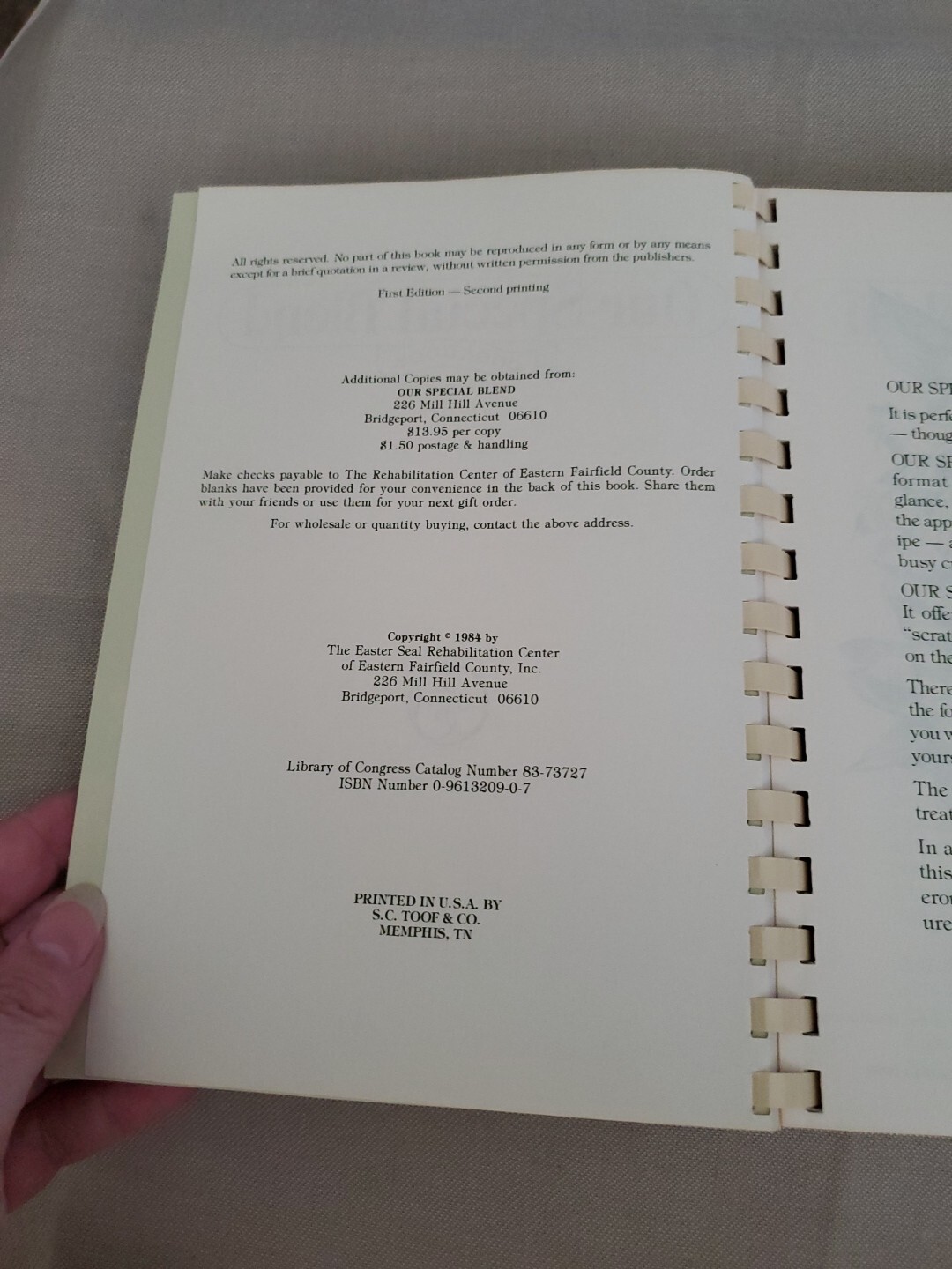 Our Special Blend Cookbook Easter Seal Vintage (Spiral Bound, 1984)