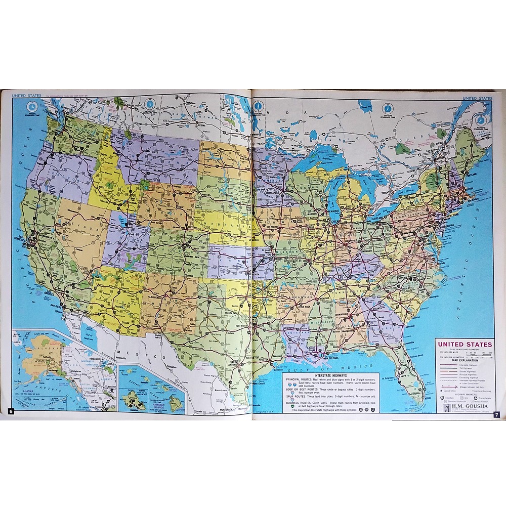 GOUSHA 1993 ROAD ATLAS 16th edition USA, CANADA, MEXICO.