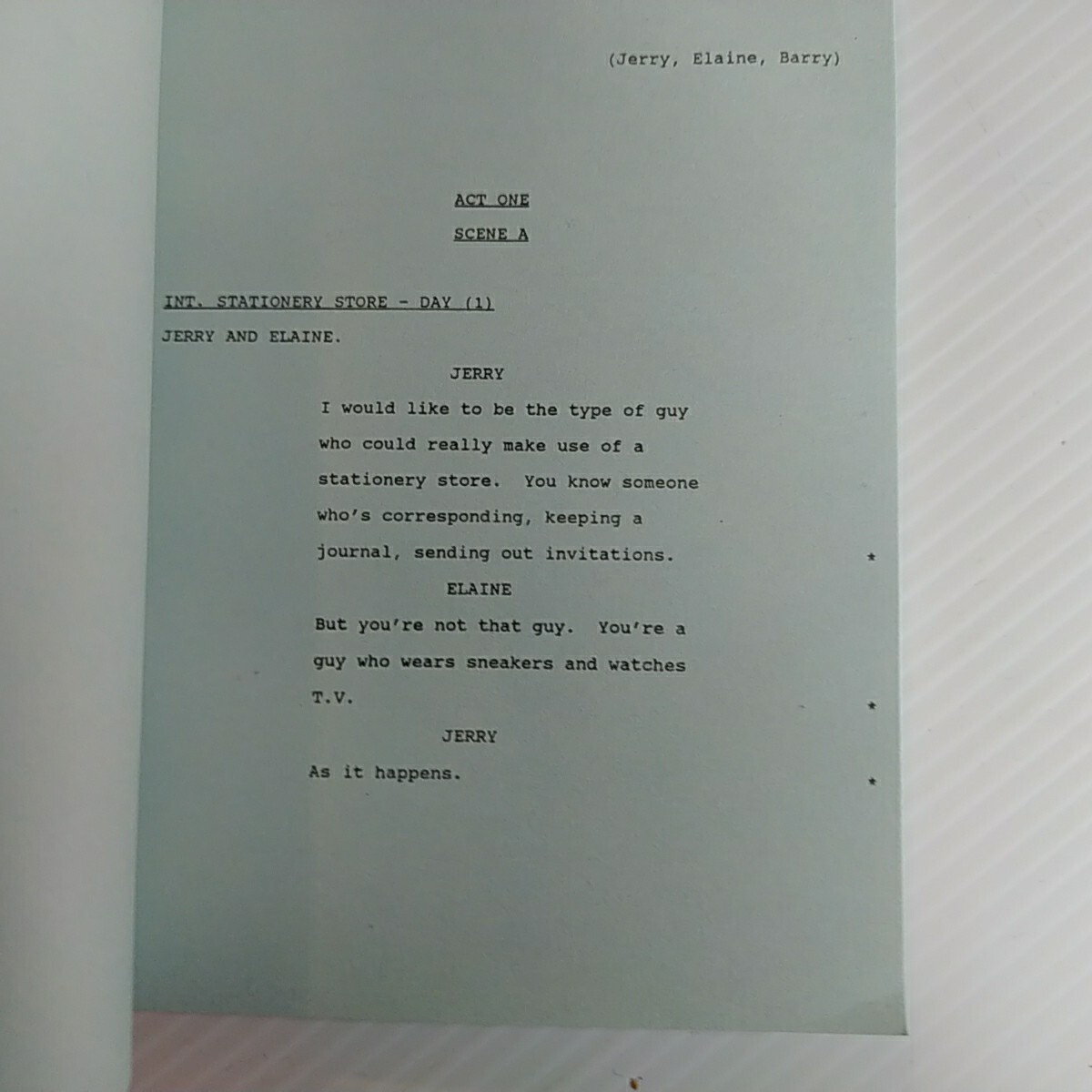 Vintage SEINFELD “The Big Salad” #04-0602 Table Draft Script Larry David 1994