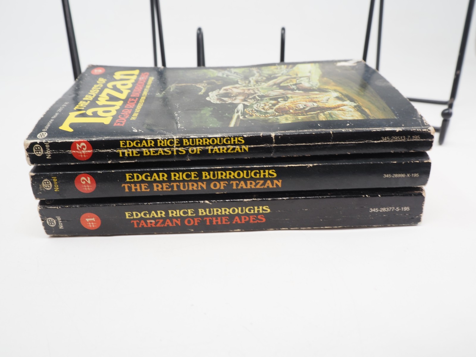 3 Tarzan Edgar Rice Burroughs Black Cover Ballantine Paperback Novels 1 2 3