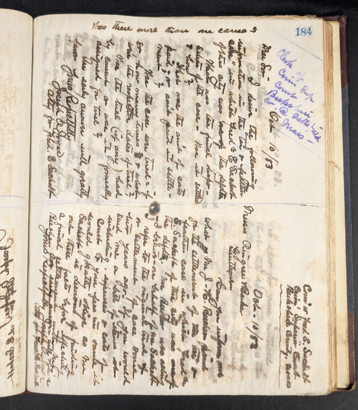 1882 – 1884 Handwritten Ledger Letters Joseph A Joyce, Insurance Law