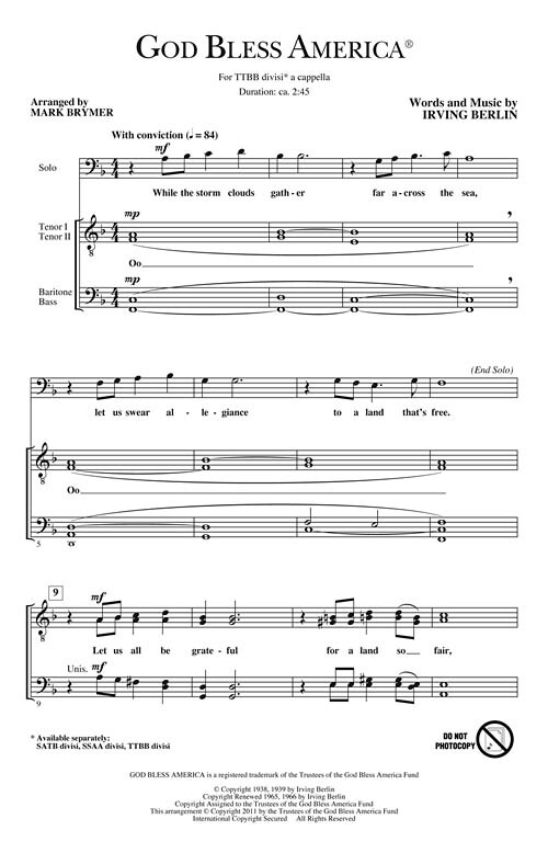 God Bless America® Festival Choral TTBB Div A Cappella Irving Be