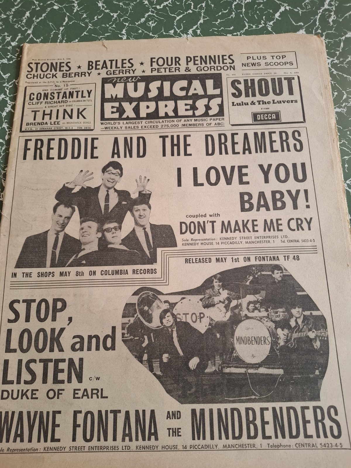 FREDDIE & THE DREAMERS : Vintage NME Magazine MAY 1964 Beatles Chuck Berry Cilla