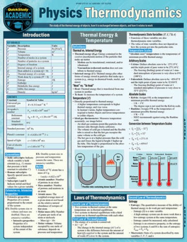Physics – Thermodynamics: a QuickStudy Laminated Reference Guide (Qu – VERY GOOD