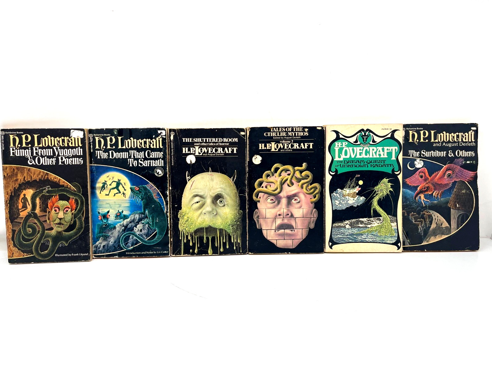 Lot of 6 H.P. Lovecraft Vintage Sci Fi Horror Ballantine Books Cthulhu Yuggoth
