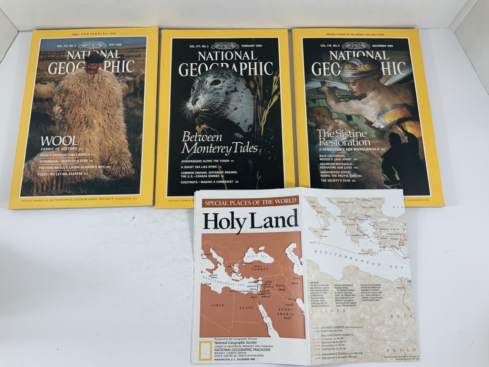 NATIONAL GEOGRAPHIC Magazine Bundle 1988 1989 1990 Holy Land Supplement