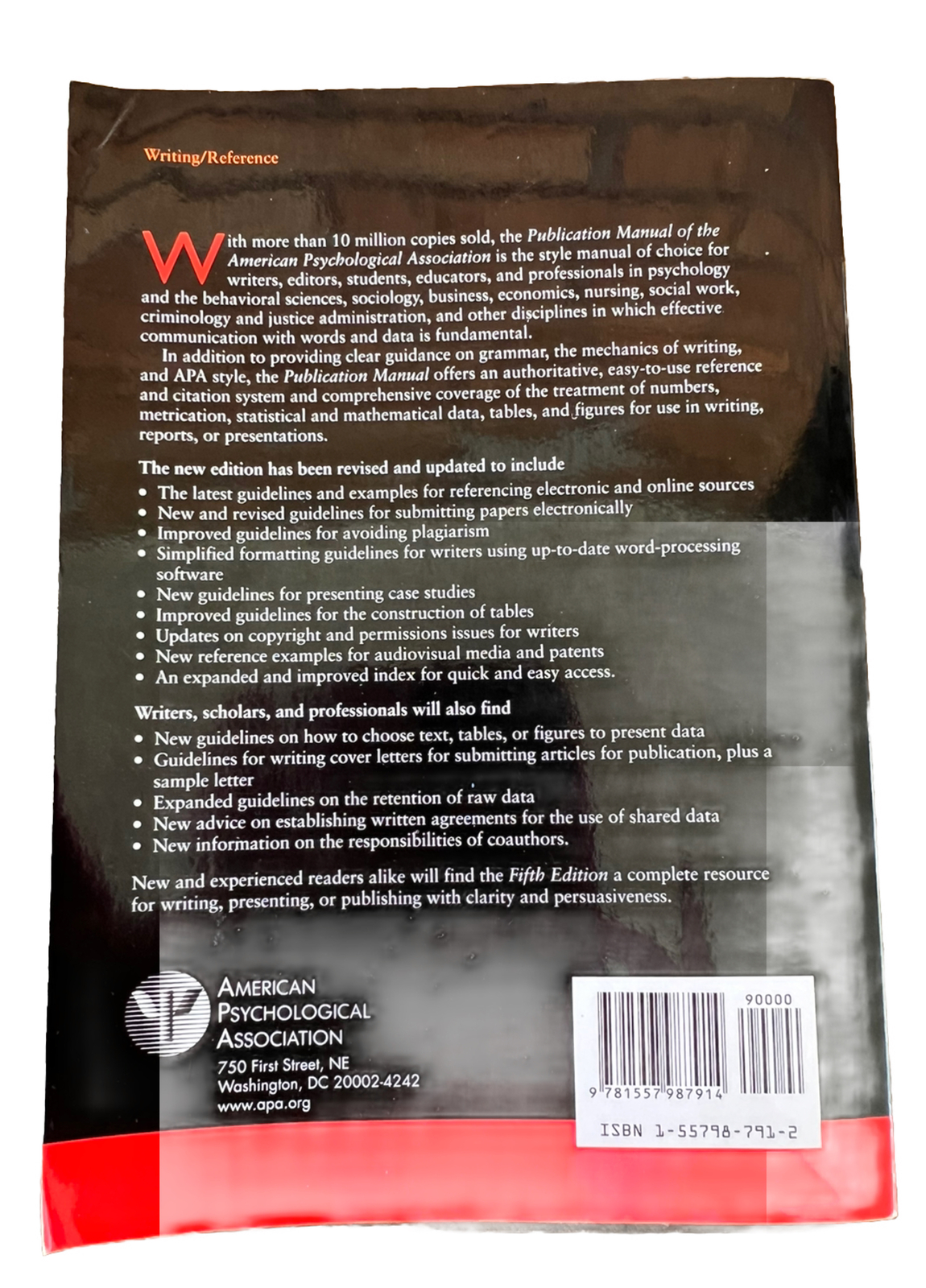 Publication Manual of the American Psychological Association Fifth Edition Book