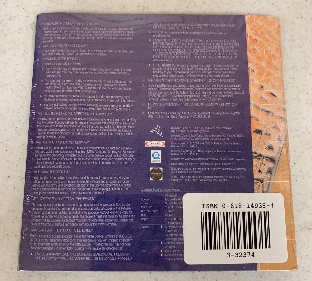 INTERACTIVE CALCULUS 3.0 Houghton Mifflin Larson, Hostetler, CD-ROM /New Sealed