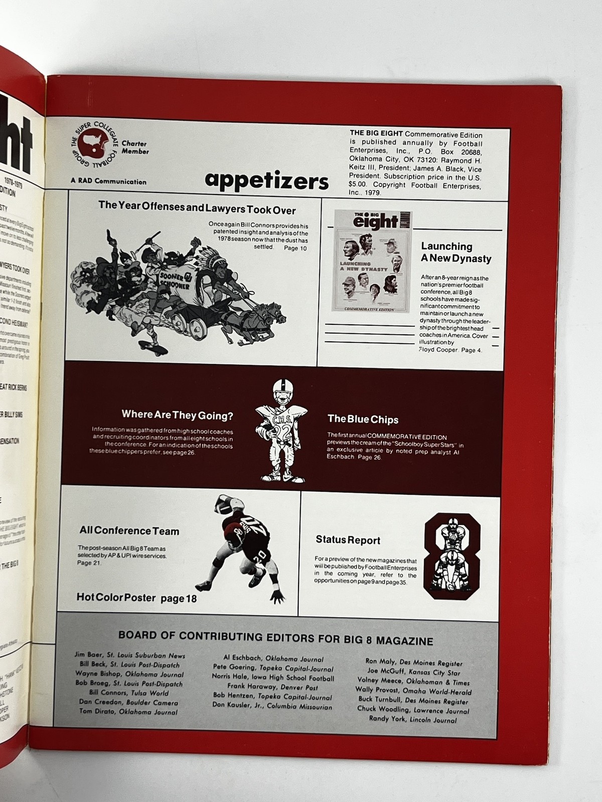 Vintage Big Eight Commemorative Edition 1979 NCAA Football Magazine Sooners