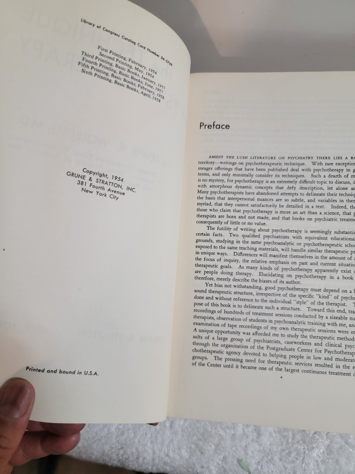 LIKE NEW! 1954, The Technique of Psychotherapy by Lewis R. Wolberg Vintage (HC)