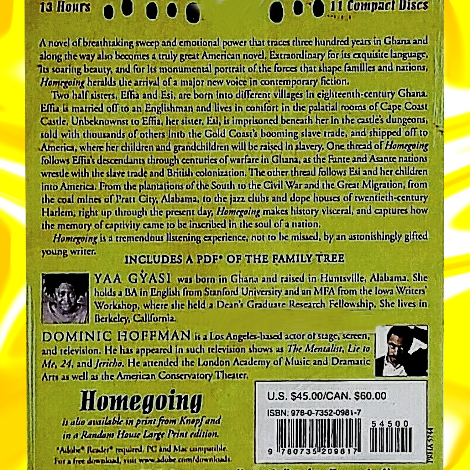 Homegoing by Yaa Gyasi — 300 years from Guiana to America — AUDIO CD
