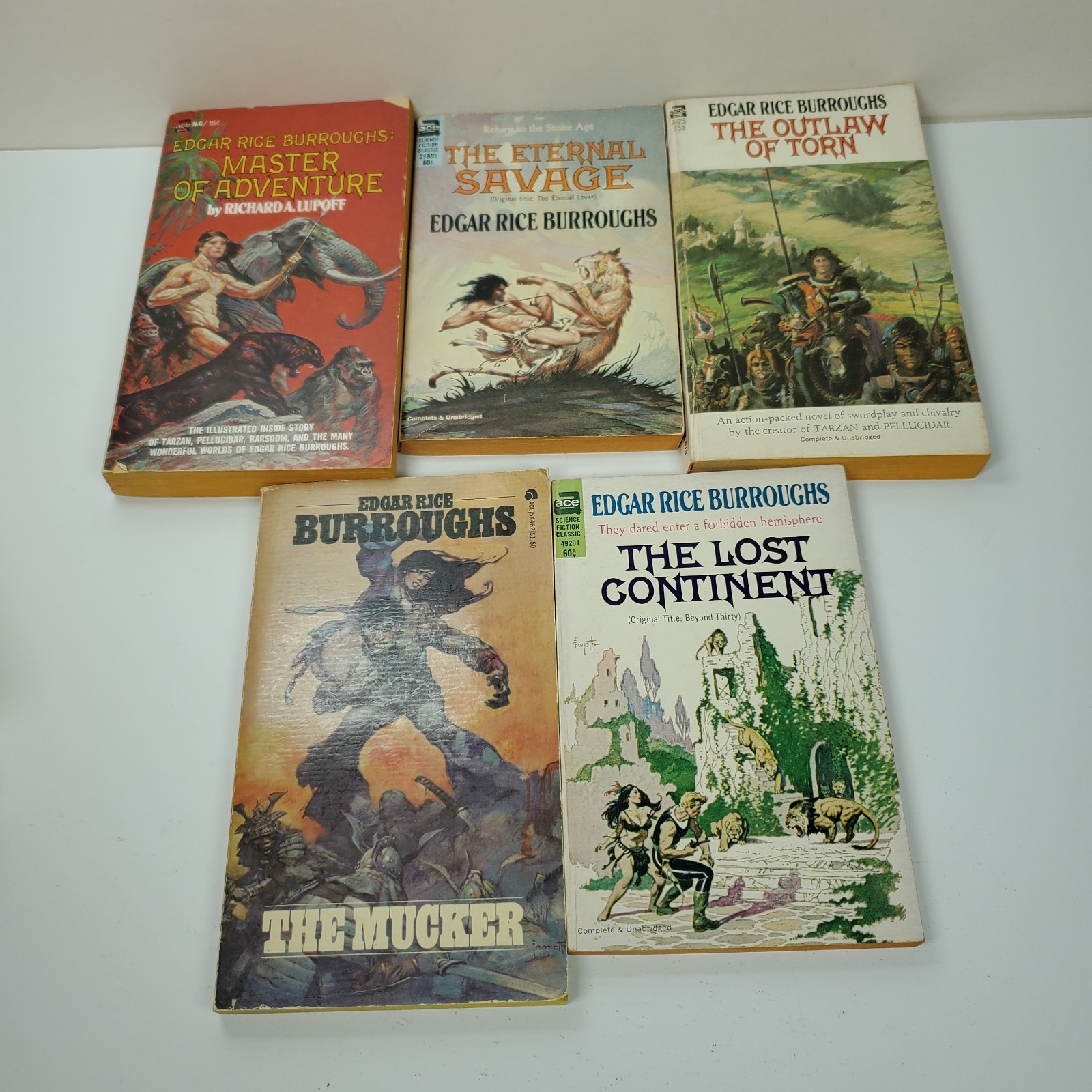 Lot of 10 Vintage Edgar Rice Burroughs Paperback Books Set